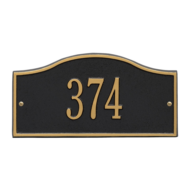 1052bg Mini Wall One Line Rolling Hills Address Plaque, Black & Gold