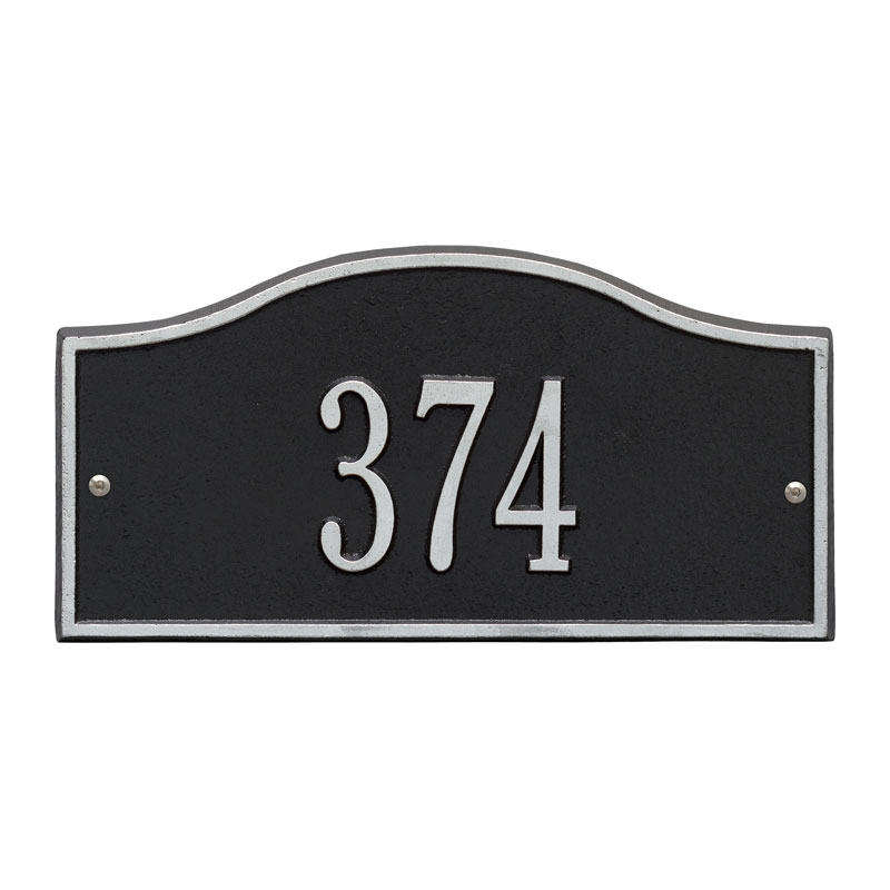 1052bs Mini Wall One Line Rolling Hills Address Plaque, Black & Silver