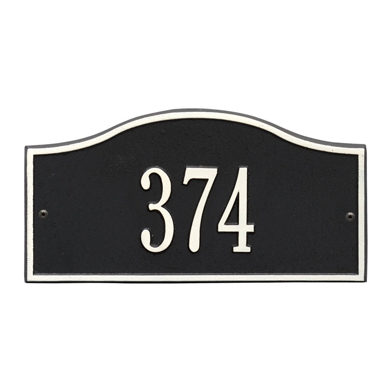 1052bw Mini Wall One Line Rolling Hills Address Plaque, Black & White