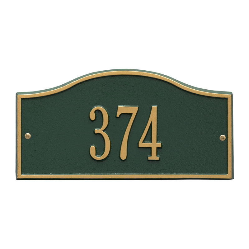 1052gg Mini Wall One Line Rolling Hills Address Plaque, Green & Gold