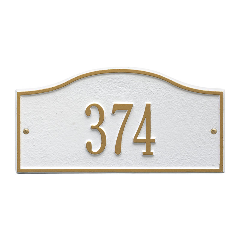 1052wg Mini Wall One Line Rolling Hills Address Plaque, White & Gold