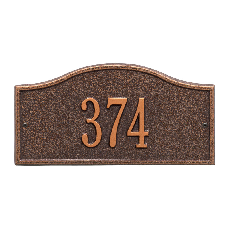 1052ac Mini Wall One Line Rolling Hills Address Plaque, Antique Copper