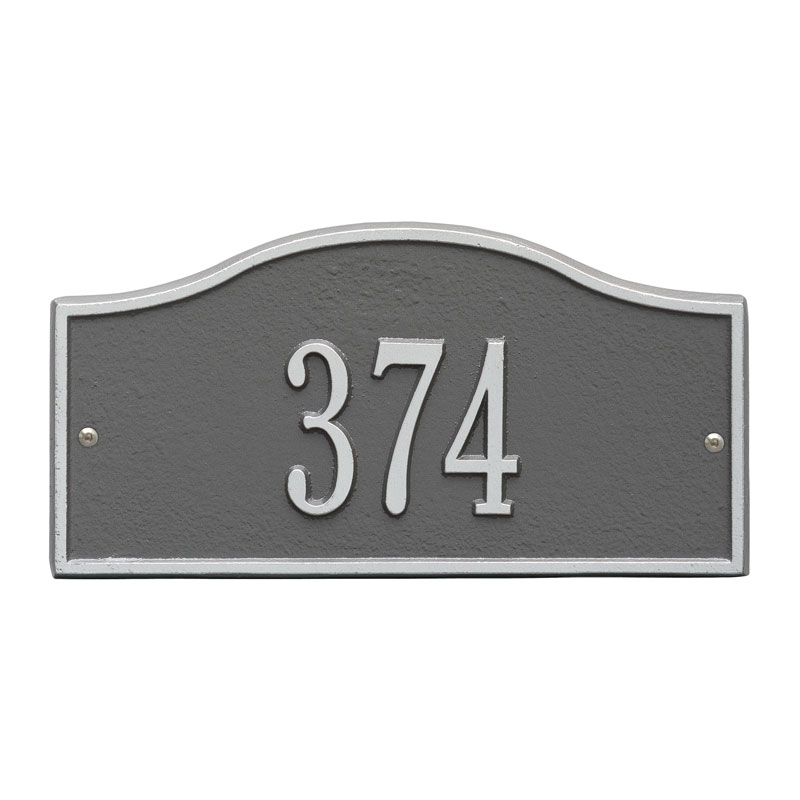 1052ps Mini Wall One Line Rolling Hills Address Plaque, Pewter & Silver