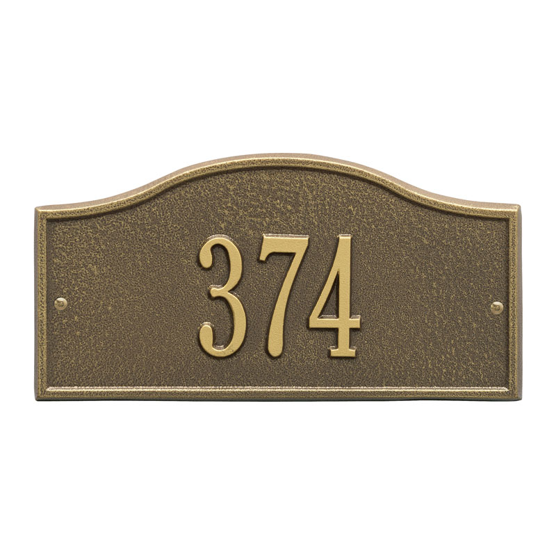 1052ab Mini Wall One Line Rolling Hills Address Plaque, Antique Brass