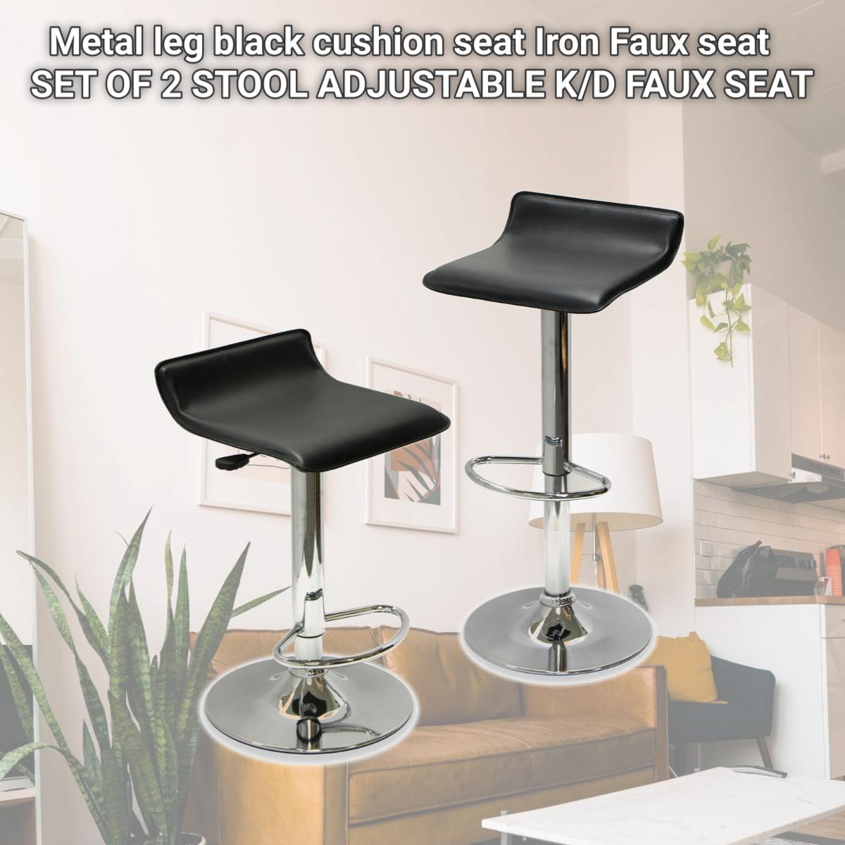 Picture of Winsome 93329 Metal leg black cushion seat Iron Faux seat SET OF 2 STOOL ADJUSTABLE K/D FAUX SEAT