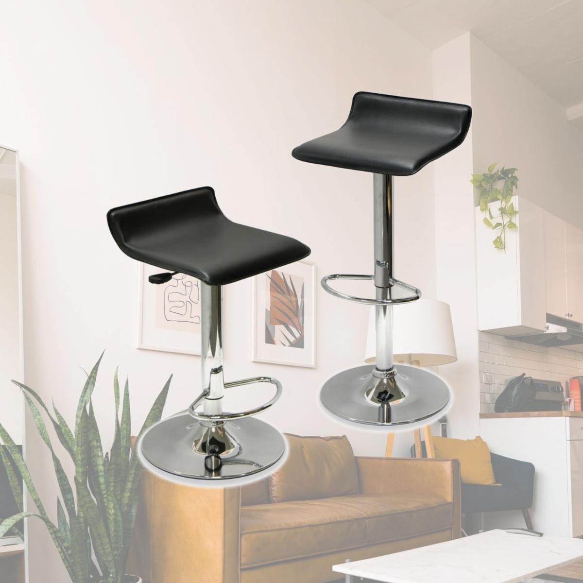 Picture of Winsome 93329 Metal leg black cushion seat Iron Faux seat SET OF 2 STOOL ADJUSTABLE K/D FAUX SEAT