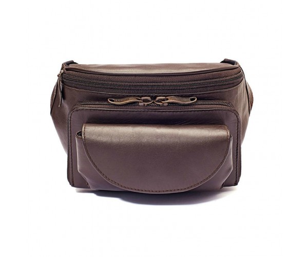 64184 Harness Cowhide Leather Large Fanny Pack, Brown - 8 X 4.25 X 2.5 In.