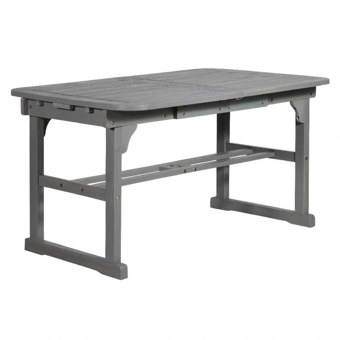 Walker Edison Furniture Owtexgw Extendable Outdoor Dining Table, Grey Wash - 30 X 35 X 55-79 In.