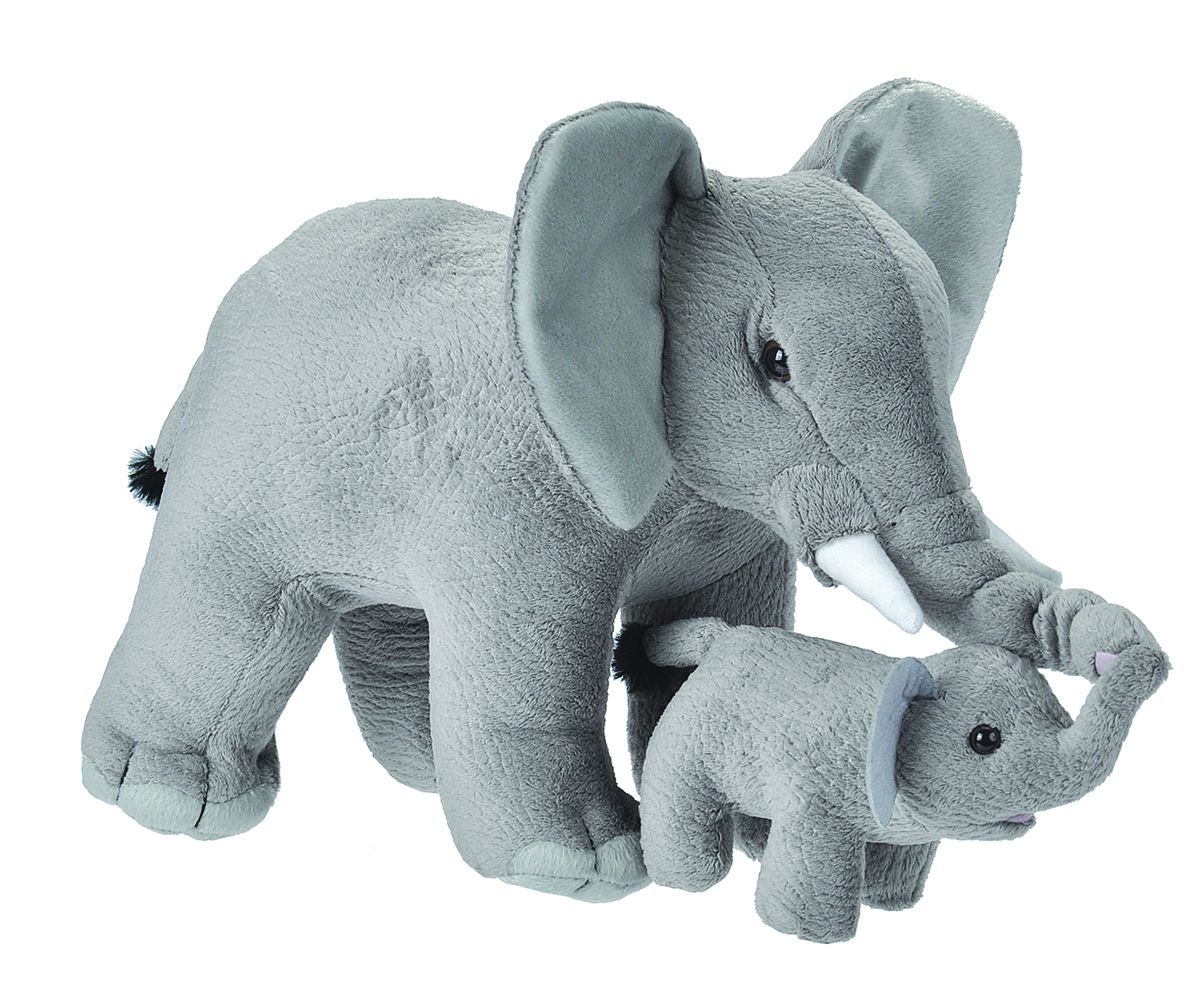 19396 12 in. Elephant - Mom & Baby Stuffed Animal Plush Toy