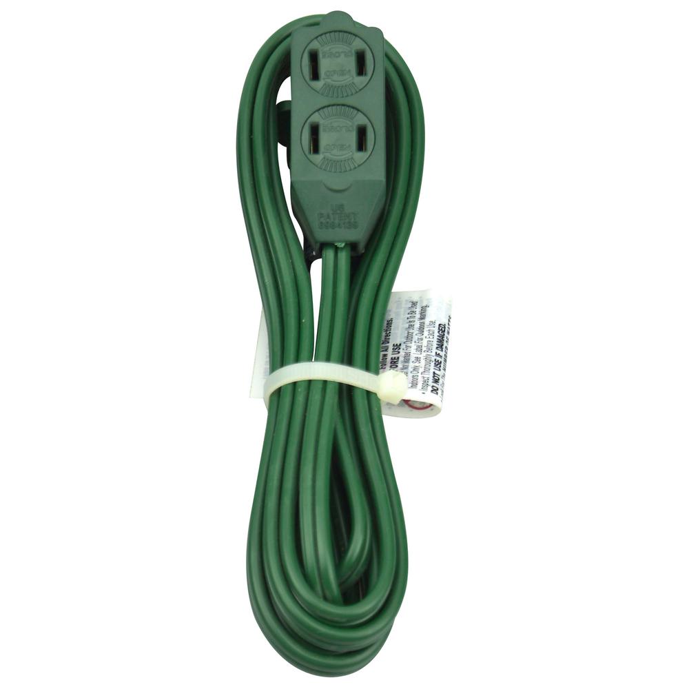 12601g 16-2 9 Ft. Green Ext Cord With 3 Outlet Tap