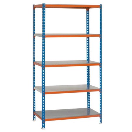 12737 Galvanized Simonclick Plus 5 Shelf Kit, Blue & Orange - 500 Lbs