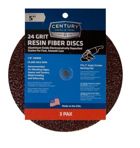 75005 5 In. Resin Fiber Disc, 24 Grit - Pack Of 3