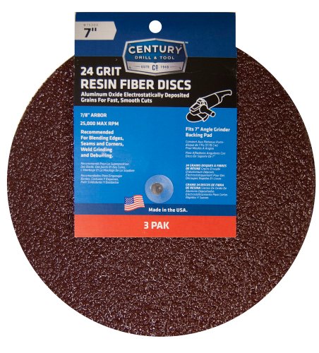 75300 7 In. Resin Fiber Disc, 24 Grit - Pack Of 3
