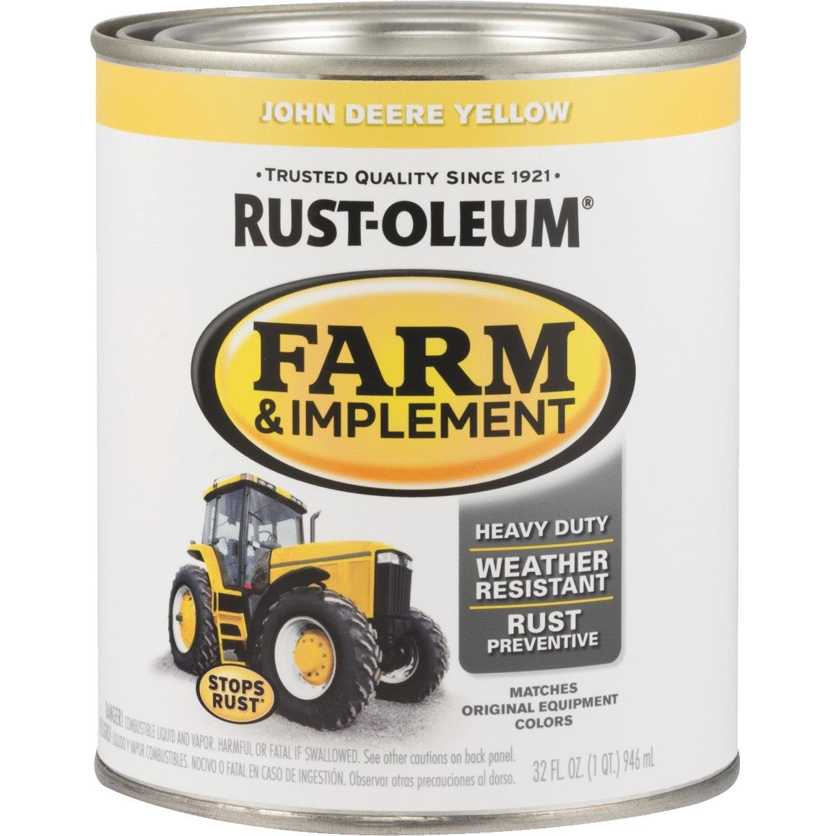 Rustoleum 280150 Farm Paint, J Deere Yellow - 1 Qt.