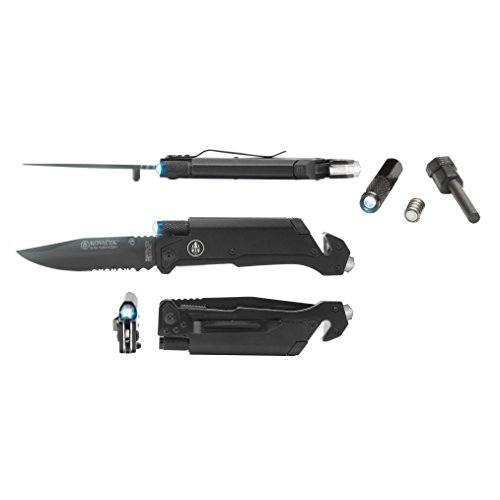 Amz3ser Survival Knife Black 3.2 In. Serrated Blade