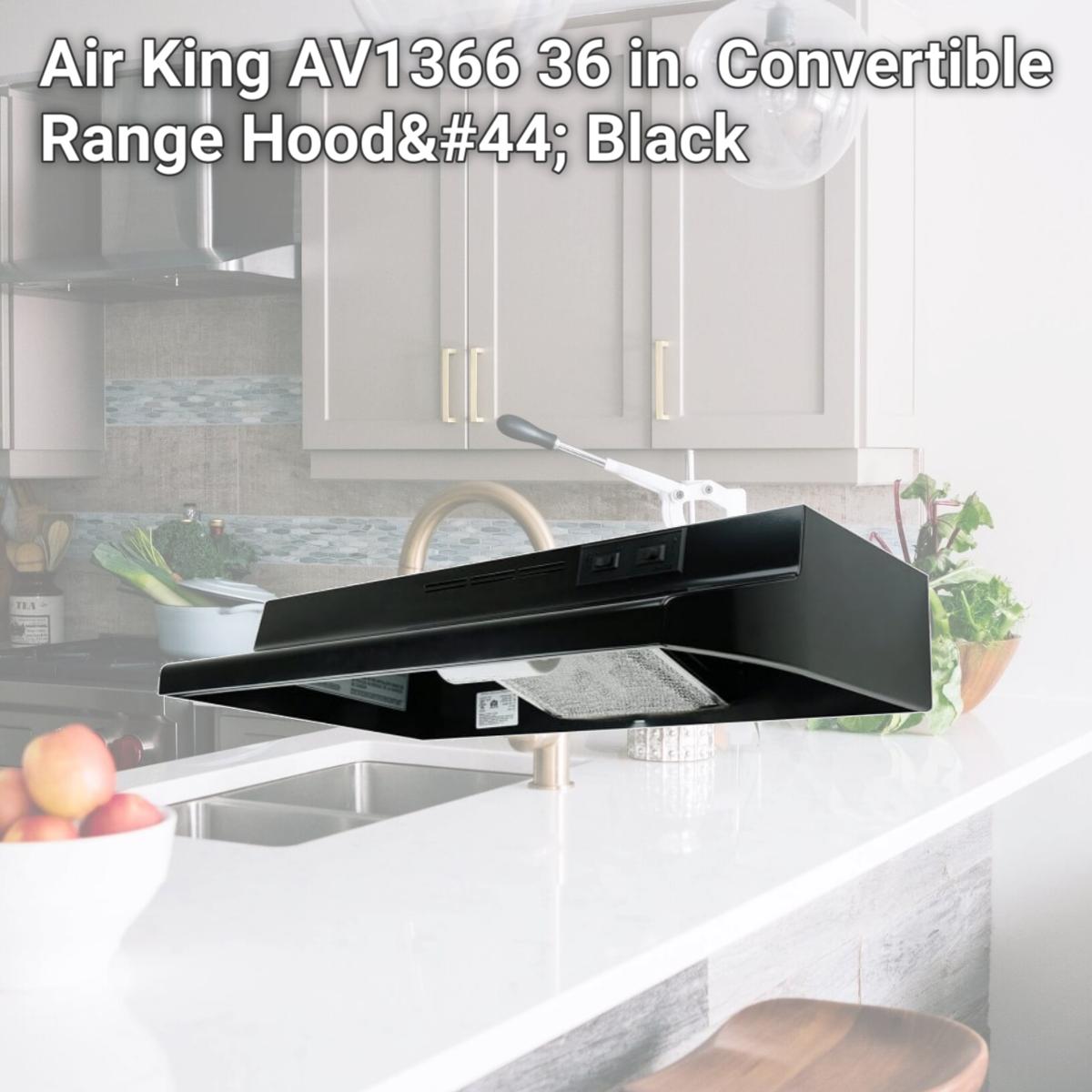 Picture of Air King AV1366 36 in. Convertible Range Hood, Black