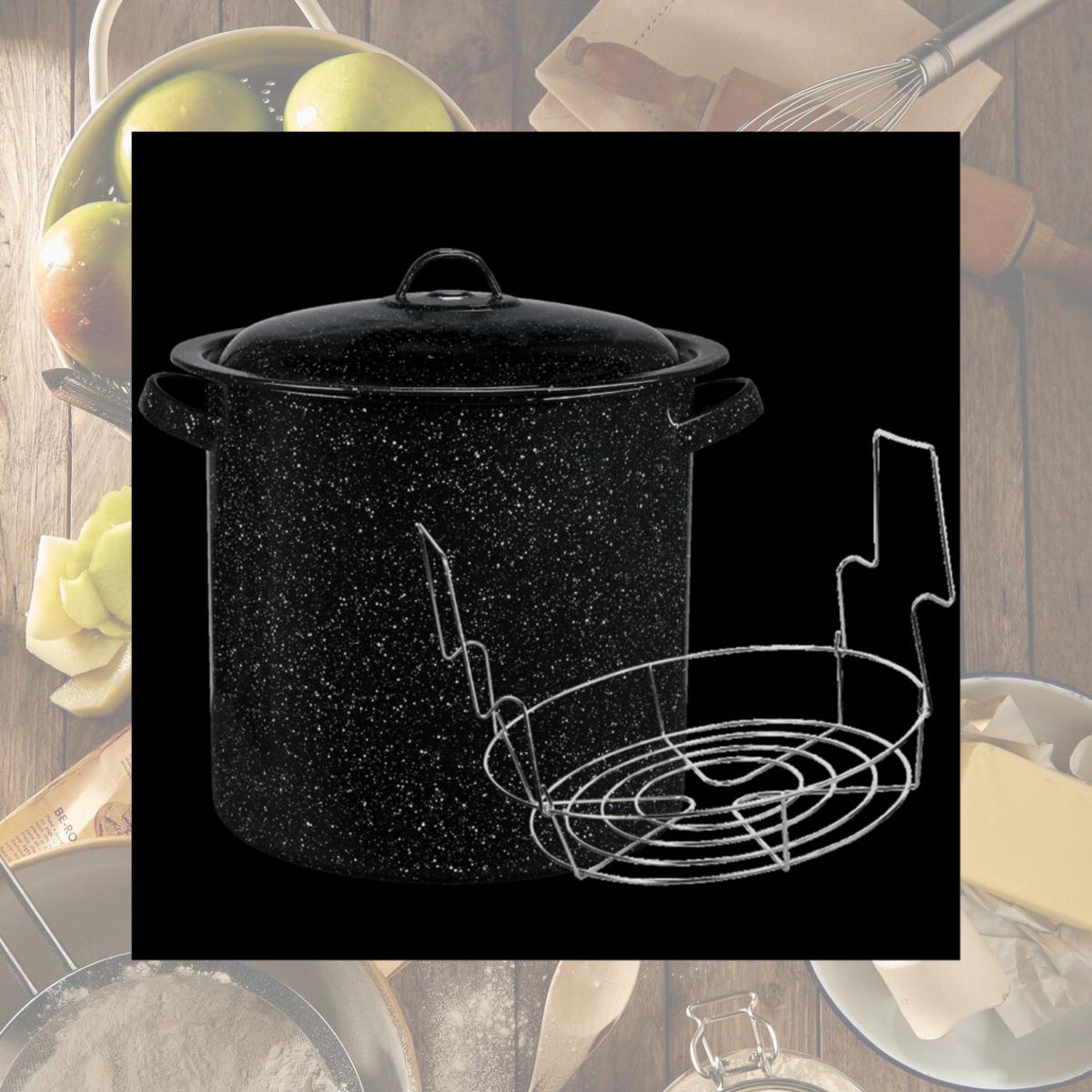 Picture of Cinsa 320682 15.5 qt. Water Bath Canner with Jar Rack, Black