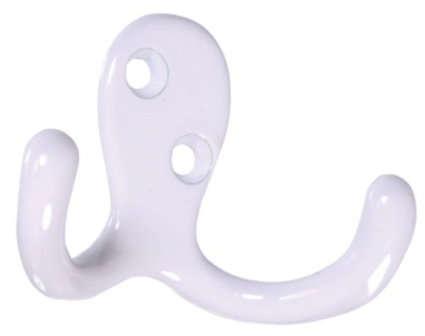 UPC 008236915969 product image for 852084 Double Clothes Hook, White - Pack of 2 | upcitemdb.com
