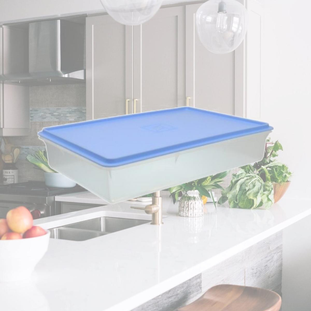 Picture of Quality Plastics QP1565-24 14 x 9 x 3 in. Kitchen Master Storage Container with Lid, Aqua