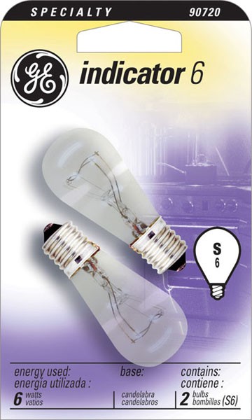 15820 6s6 Candelabra Base 2 Bulb Indicator Light - Pack Of 12