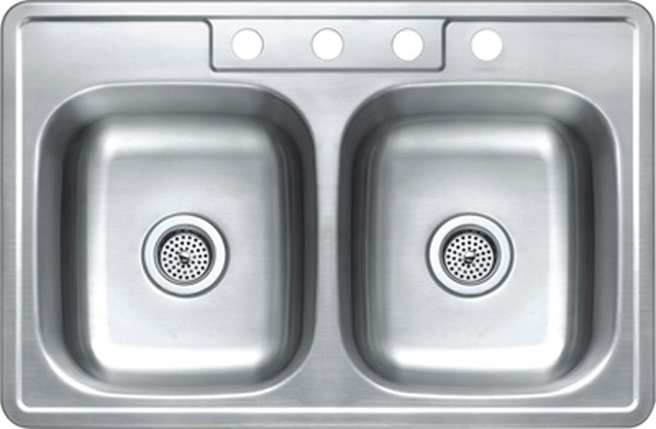 003-513 Double Bowl 33 X 22 X 6 In. 4h 304 23 Gauge Stainless Steel Sink