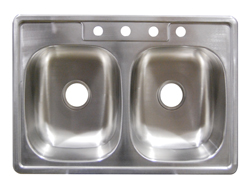 Ss33196 6 In. 4 Hole Double Bowl Satin Sink