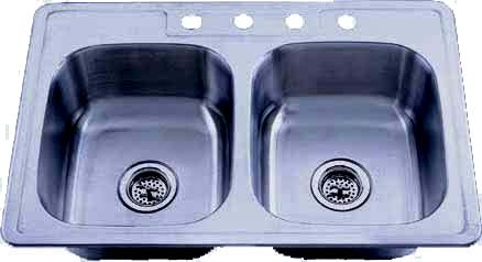 Ss33226 6 In. 4 Hole Double Bowl Satin Sink