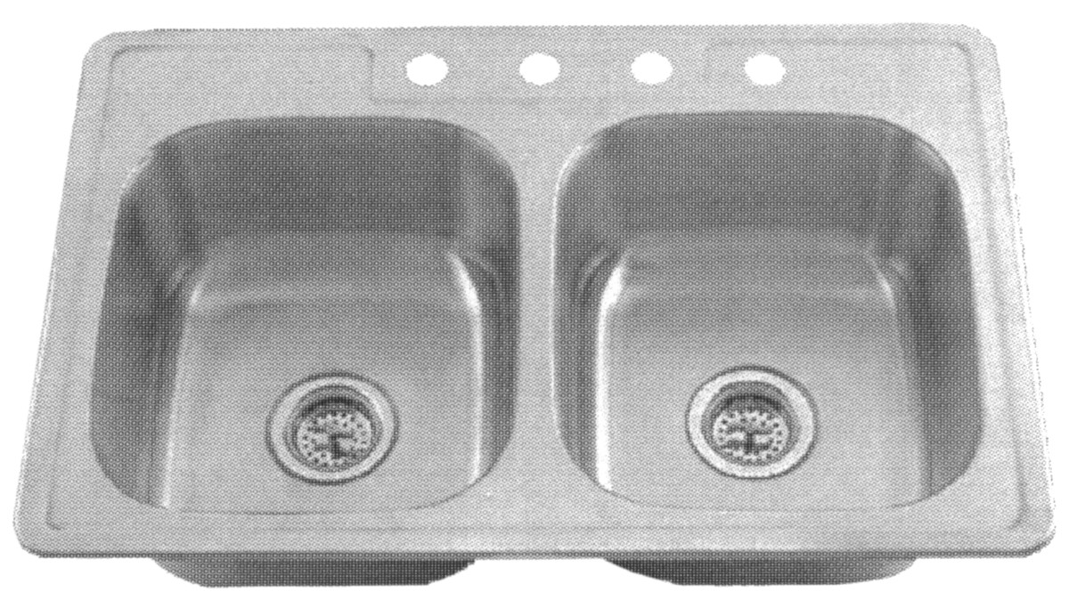 Ss33228 8 In. 4 Hole Stnls Steel Double Bowl Sink
