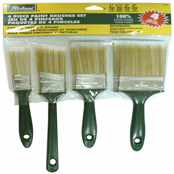 81304 4 Piece Paint Brush 1in-1.50 In. Angular 2 & 3 In.