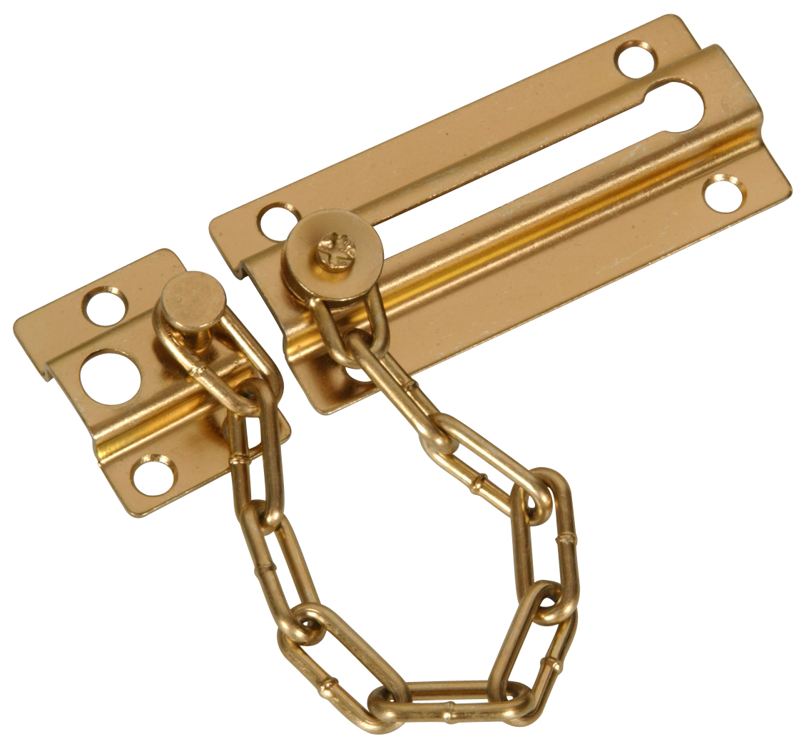 851214 Carded - Door Chain, Brass Plated