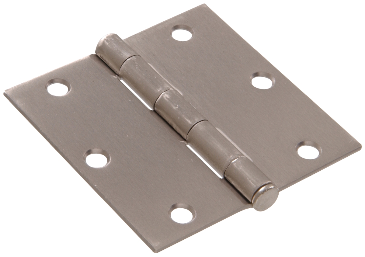 851262 Carded - Removable Pin Residential Door Hinges Square Corners Full Mortise, Satin Nickel - 3.5 In.