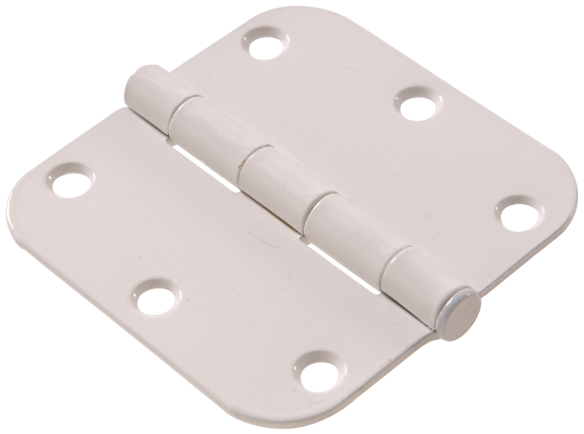 851279 0.625 In. Carded Round Corner Hinges, White - 3.5 In.