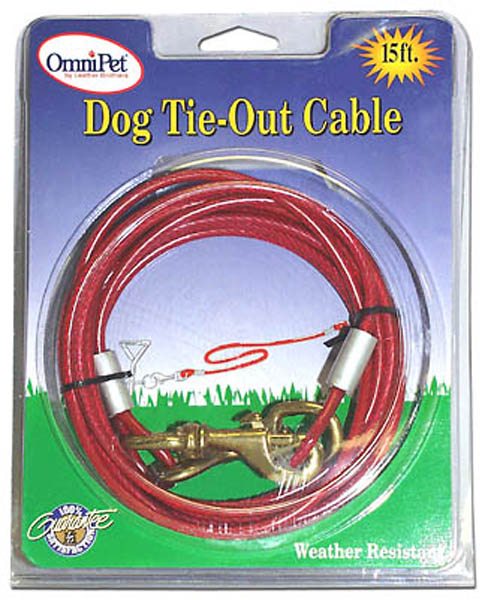 Leather Brothers 164ct15-bl Tie-out Cable Vinyl Coated, Blue - 15 Ft.