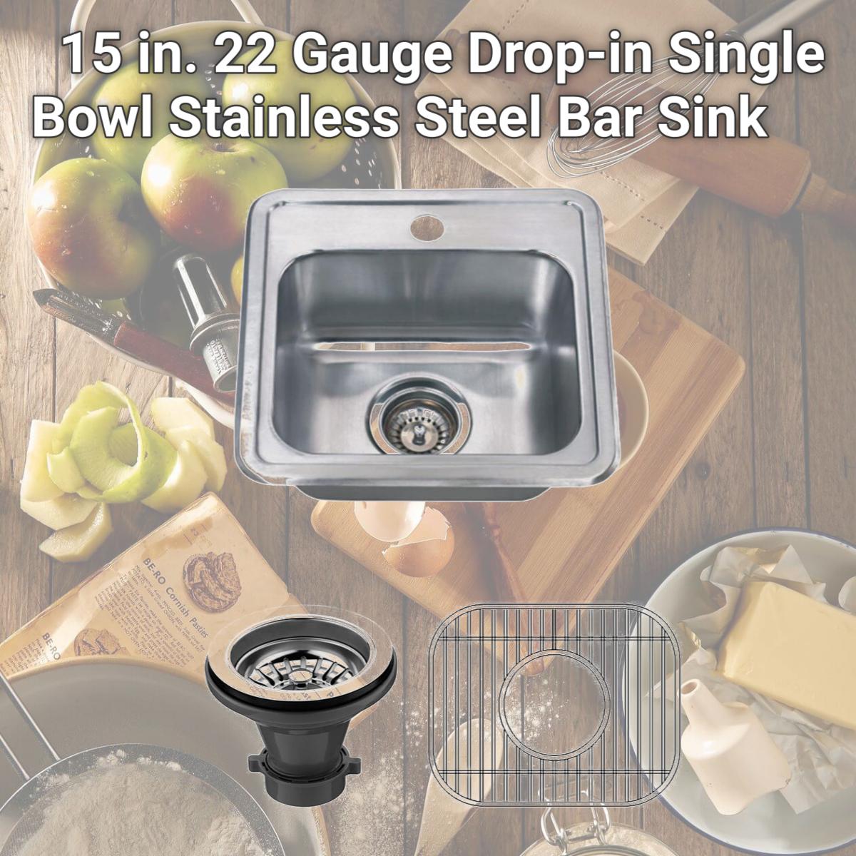 Picture of Wells Sinkware CMT1515-6 15 in. 22 Gauge Drop-in Single Bowl Stainless Steel Bar Sink