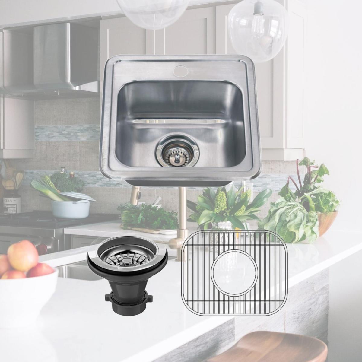 Picture of Wells Sinkware CMT1515-6 15 in. 22 Gauge Drop-in Single Bowl Stainless Steel Bar Sink
