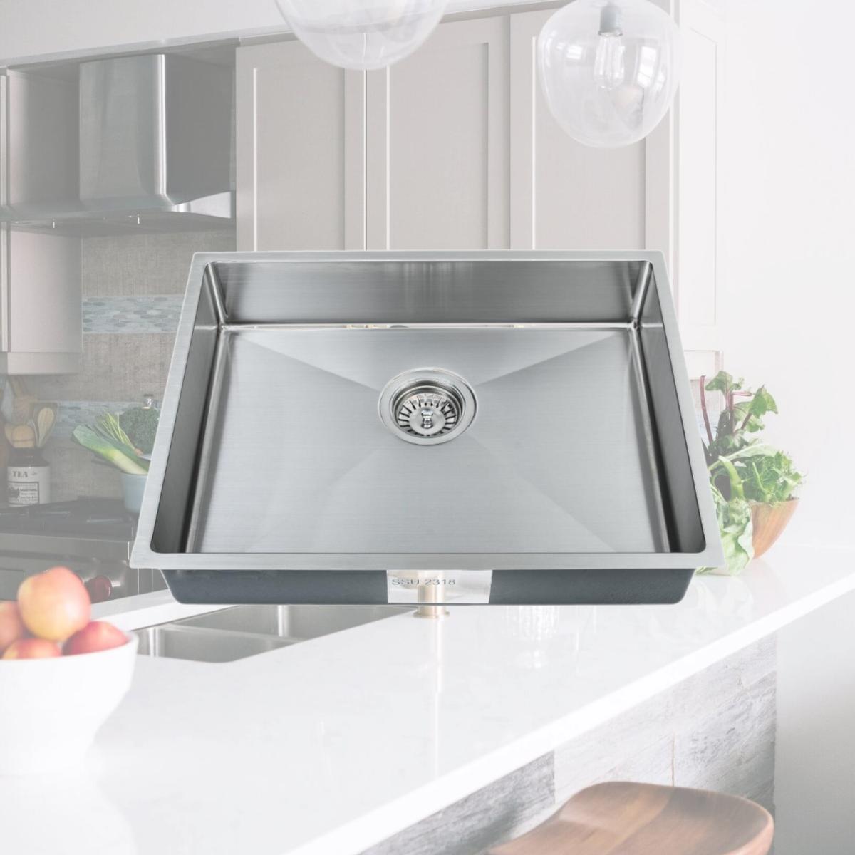 Picture of Wells Sinkware SSU2318-45 23 in. Handcrafted 18 Gauge Undermount Single Bowl ADA Compliant Stainless Steel Kitchen Sink