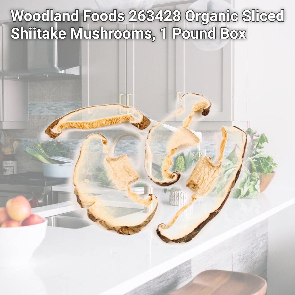 Picture of Woodland Foods 263428 Organic Sliced Shiitake Mushrooms, 1 Pound Box