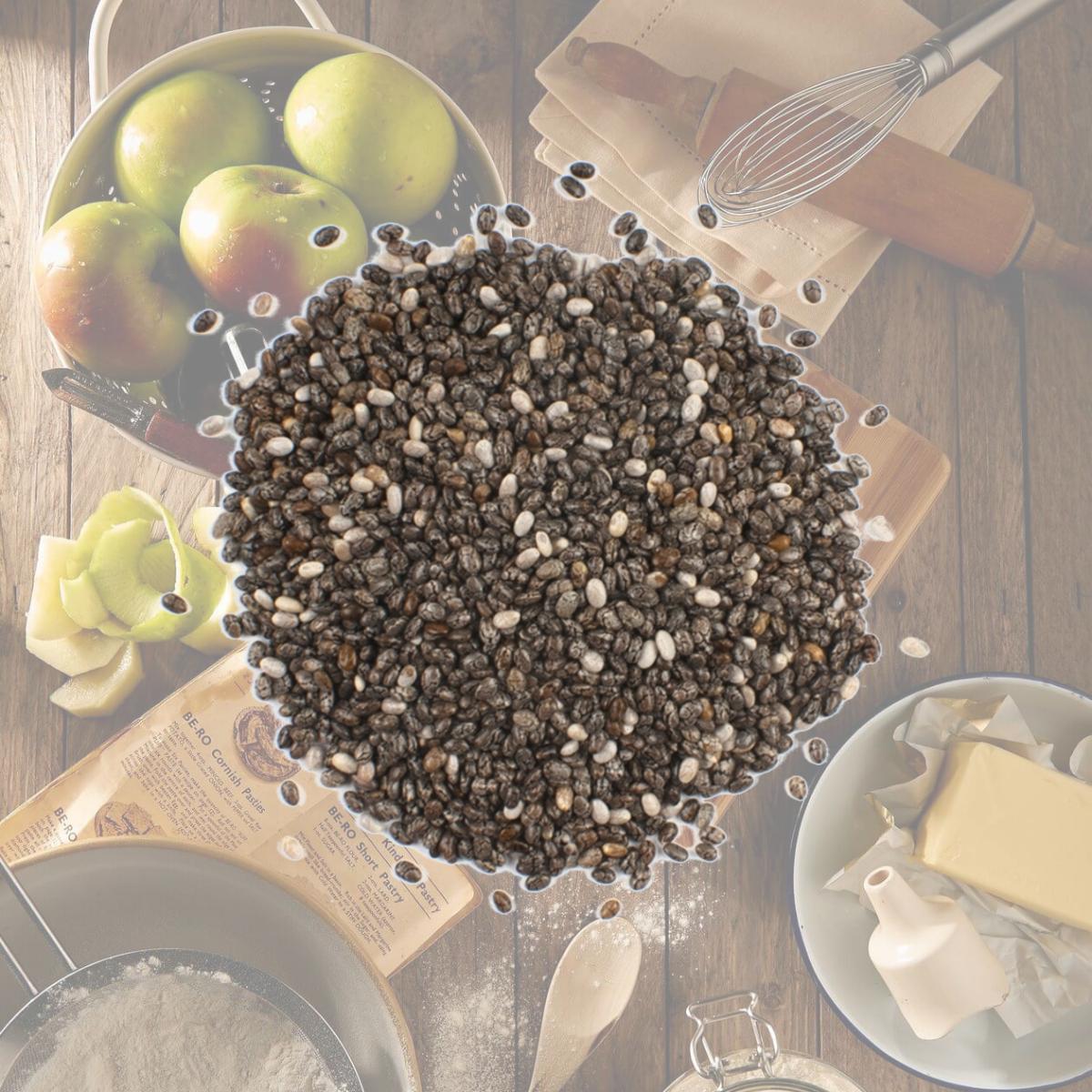 Picture of Woodland Foods 527186 Organic Black Chia Seed, 10 Pound Box