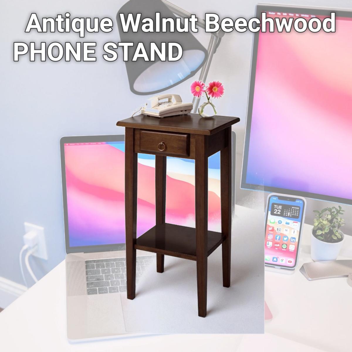 Picture of Winsome 94430 Antique Walnut Beechwood PHONE STAND