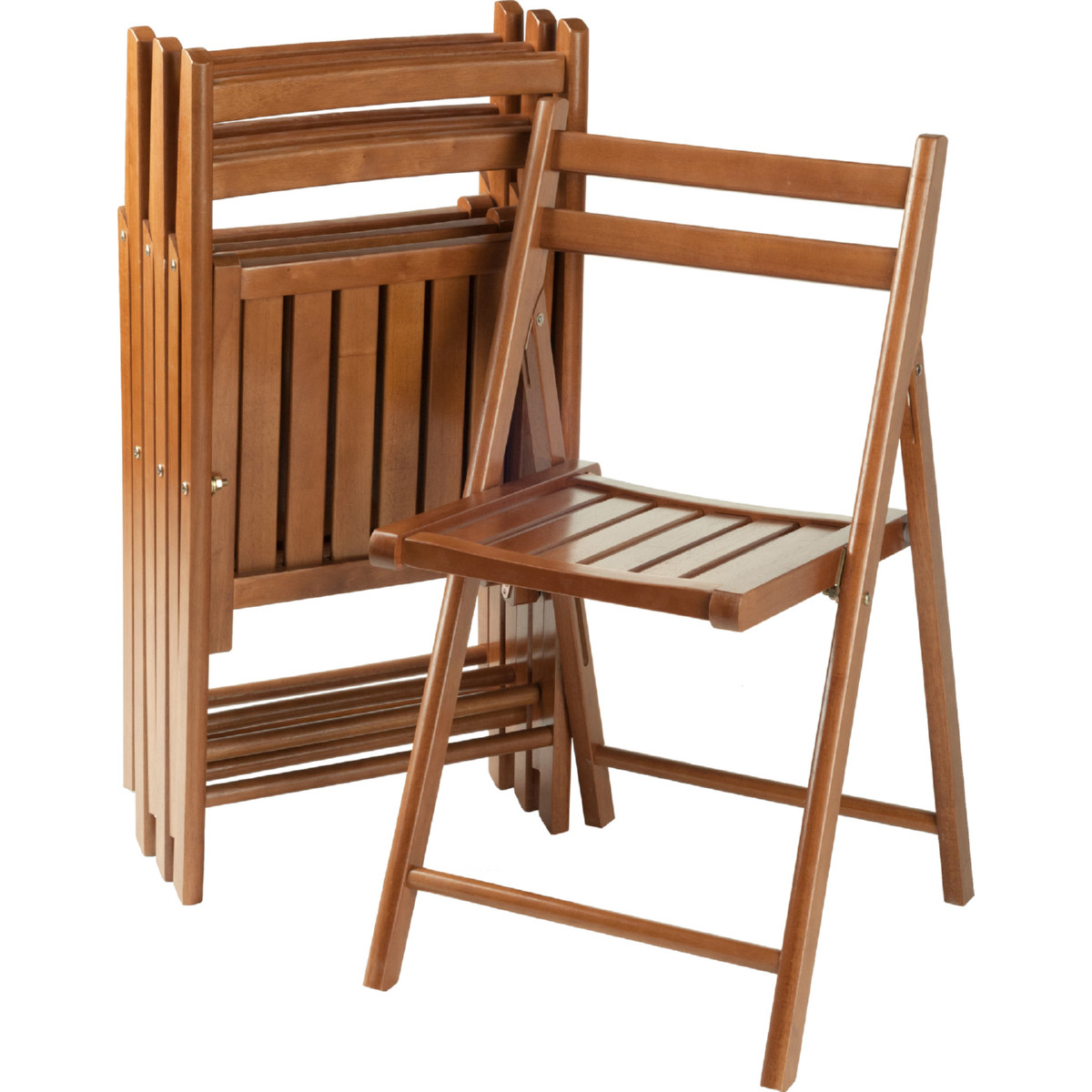 33415 Robin Folding Chair Set, Teak - 4 Piece