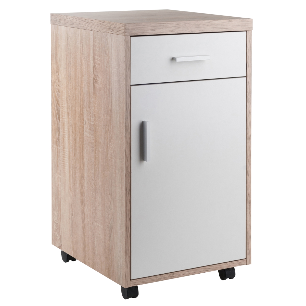 18220 Kenner Reclaimed Wood Mobile Storage Cabinet With 1 Drawer - White - 15.75 X 18.3 X 29.25 In.
