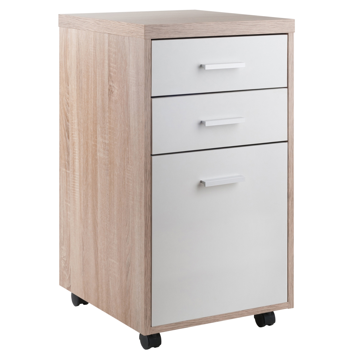 18316 Kenner Reclaimed Wood Mobile File Cabinet With 3 Drawers, White - 15.75 X 18.3 X 29.25 In.