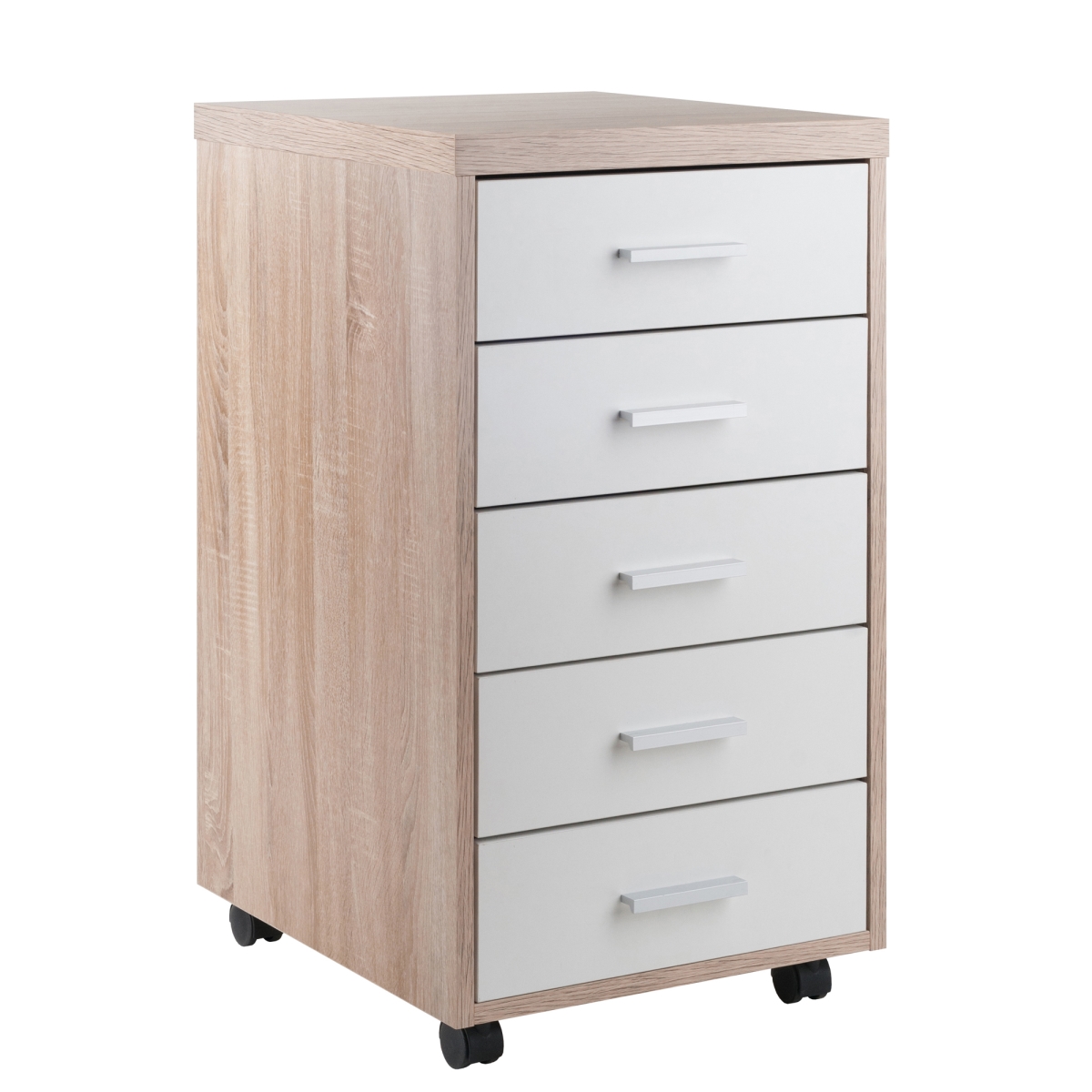 18556 Kenner Mobile Storage Cabinet With 5 Drawers - Reclaimed Wood, White - 15.75 X 18.3 X 29.25 In.