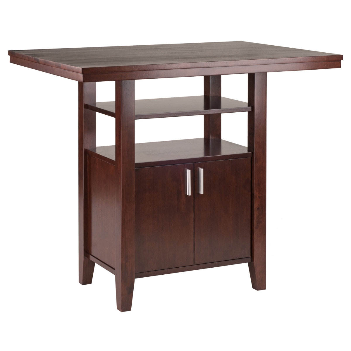 94042 Albany High Table With Cabinet & Shelf, Walnut - 41.7 X 29.9 X 35.8 In.