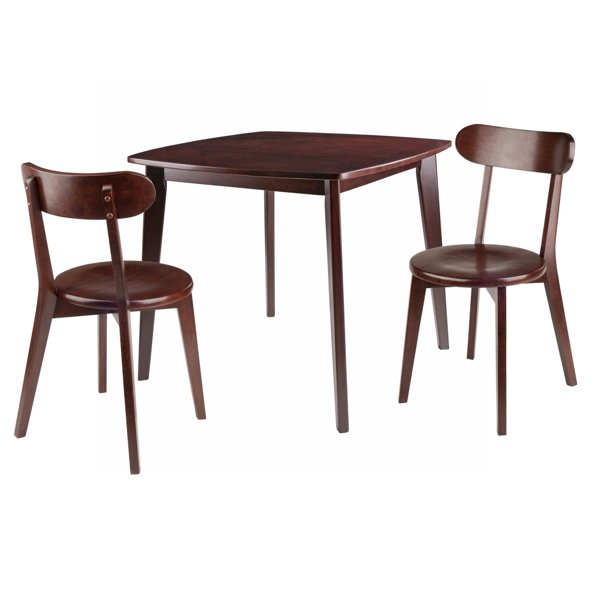 94333 Pauline Table Set With Chairs, Walnut - 3 Piece