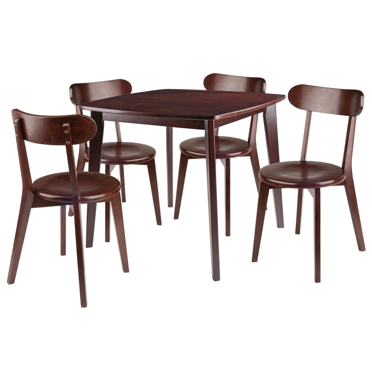 94504 Pauline Table Set With Chairs, Walnut - 5 Piece