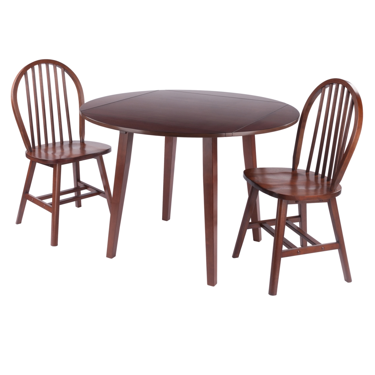 94311 Dawson 3-Pc Drop Leaf Table with Windsor Chairs, Walnut
