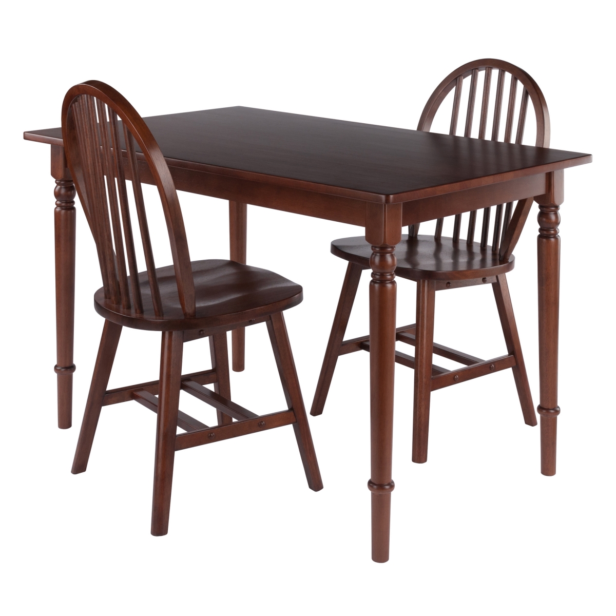 94324 Ravenna 3-Pc Dining Table with Windsor Chairs, Walnut