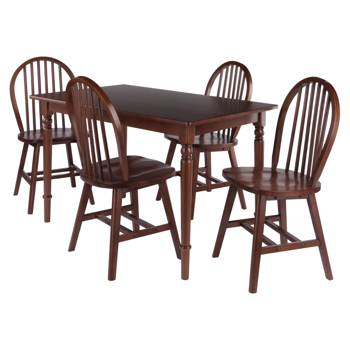 94546 Ravenna 5-Pc Dining Table with Windsor Chairs, Walnut