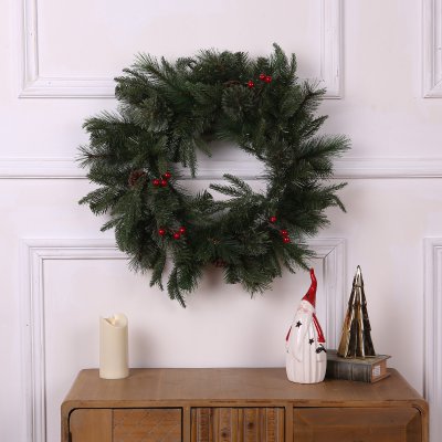 Luxen Home Wh141 24 In. Wreath With Berries And Pinecones Green